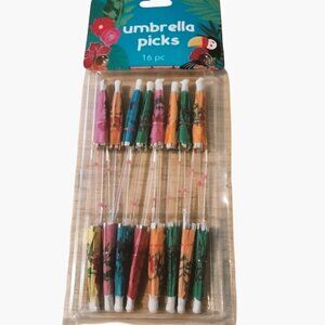 Umbrella Cocktail Picks Boat Drinks Pool Party Tropical Tiki 16 Pc Colorful